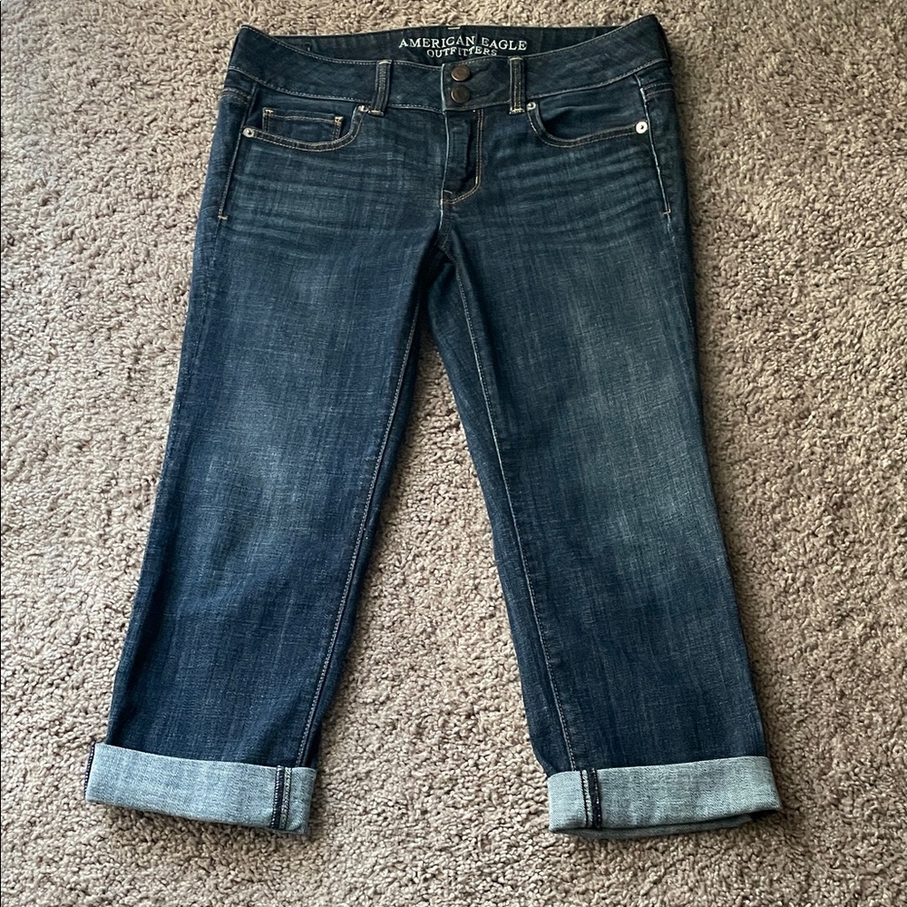 American Eagle Outfitters Dark Blue Cropped Jeans
